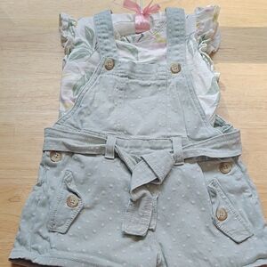 Jessica Simpson Mint Green Dot Shortall Romper with Belt